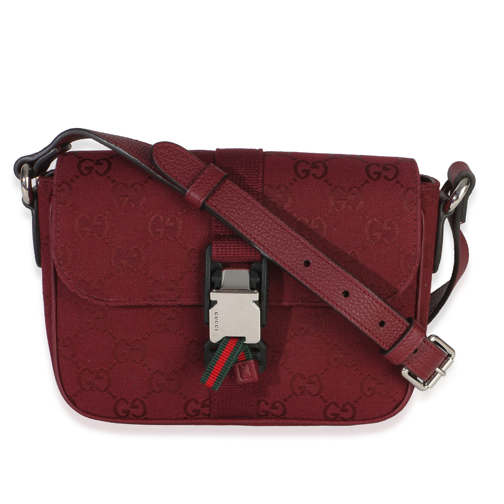 Gucci Burgundy GG Monogram Canvas Small Buckle Messenger Bag